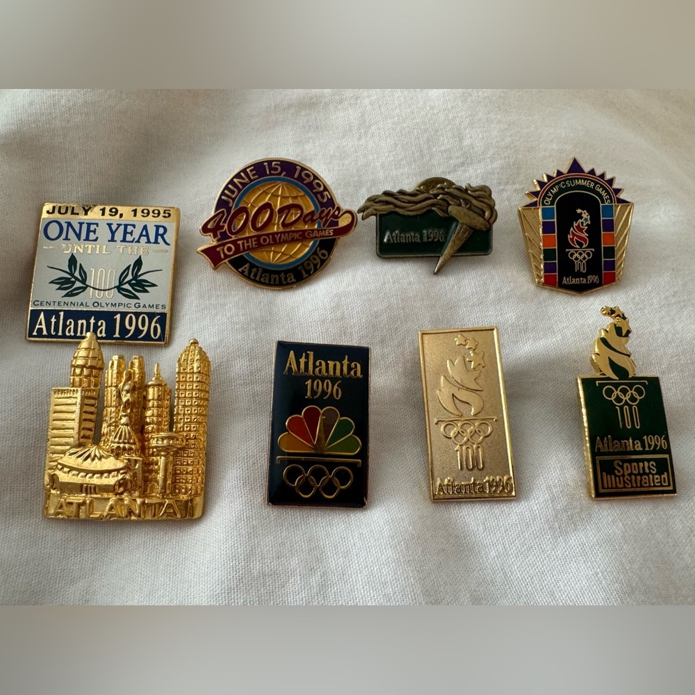 Set of 8 Vintage 1996 Atlanta Olympics pins. Sold as a set.